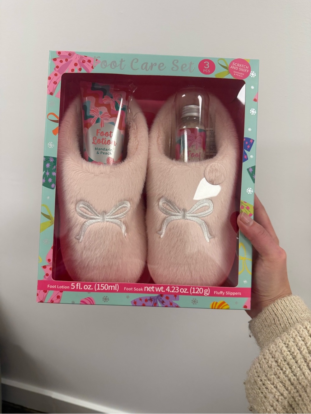 New Pink Plush Slipper Foot Care Gift Set